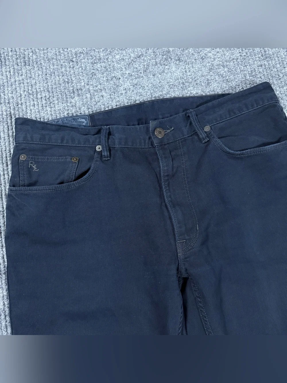 Polo Ralph Lauren Varick Slim Straight Pants Navy Blue Corduroy Men's 33x32